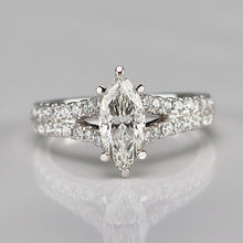 Load image into Gallery viewer, Vera Wang Designer Lab Grown Marquise diamond ring in 14k white gold