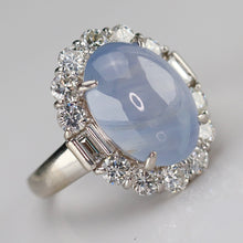 Load image into Gallery viewer, Estate Star sapphire and diamond ring in platinum