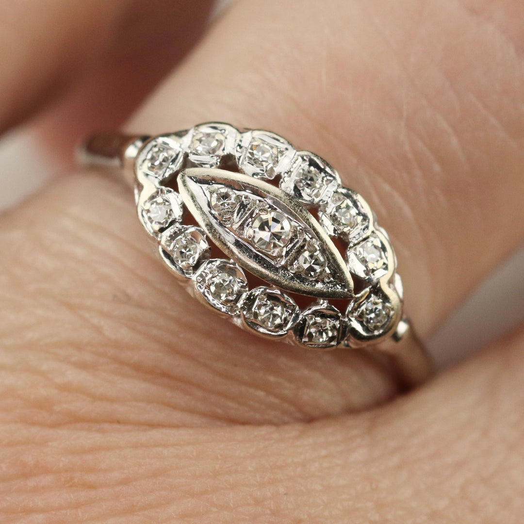 Princess style diamond ring in 14k white gold