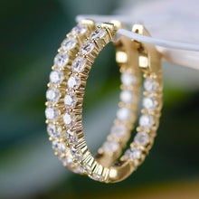 Load image into Gallery viewer, 3.085ctw Lab Grown diamond oval hoops in 14k yellow gold