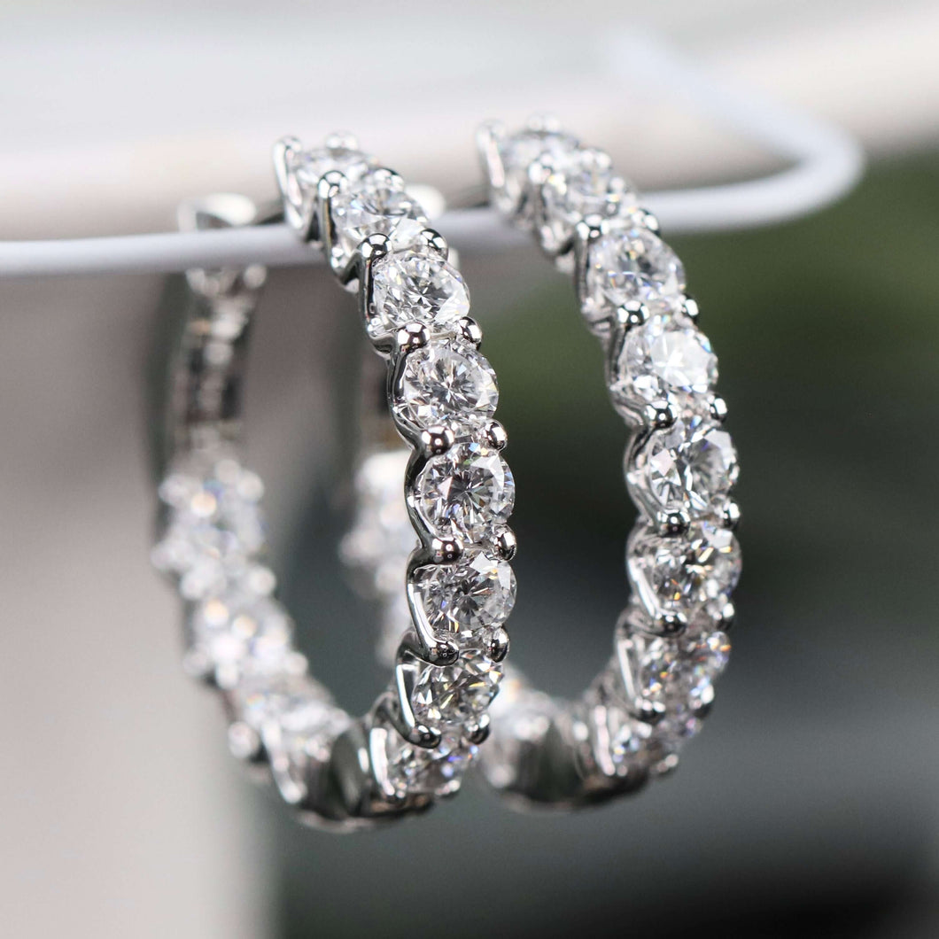 Lab Grown 2.56ctw diamond Huggies in 14k white gold