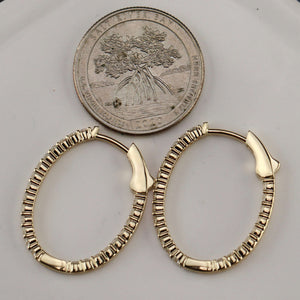 SPECIAL!  1.99ctw Lab Grown diamond oval hoops in 14k yellow gold