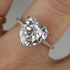 Sterling silver large heart CZ ring