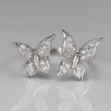 Load image into Gallery viewer, Sterling silver CZ double butterfly ring