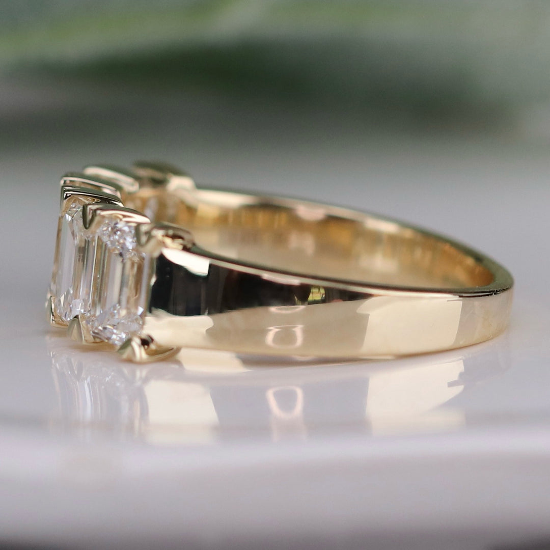 SPECIAL: Lab grown 2.375ctw 5 stone emerald cut diamond band ring in 14k yellow gold