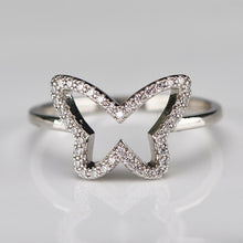 Load image into Gallery viewer, Sterling silver CZ butterfly ring