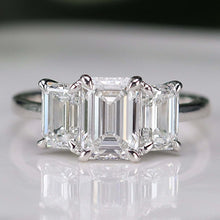 Load image into Gallery viewer, MANOR ROYAL:  The Charlotte - 3 stone 3.03ctw lab grown emerald cut diamond ring in platinum