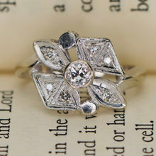 Load image into Gallery viewer, Vintage old cut diamond ring in 14k white gold