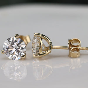 Lab grown 1.80ctw F/VS Diamond studs in 14k yellow gold