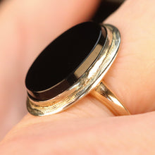 Load image into Gallery viewer, Oval black onyx vintage gold ring in yellow and white gold by Manor Jewels