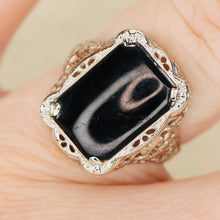 Load image into Gallery viewer, Find the perfect vintage onyx ring for any occasion on our website. Our antique onyx rings are hand selected for quality and desirability,