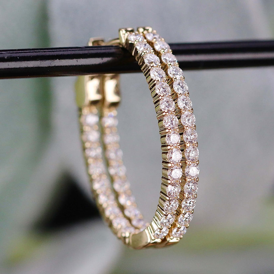 1.99ctw Lab Grown diamond oval hoops in 14k yellow gold