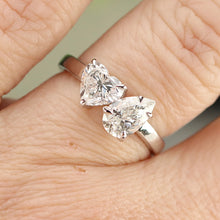 Load image into Gallery viewer, 2ctw lab grown toi et moi 2 stone diamond ring in 14k white gold