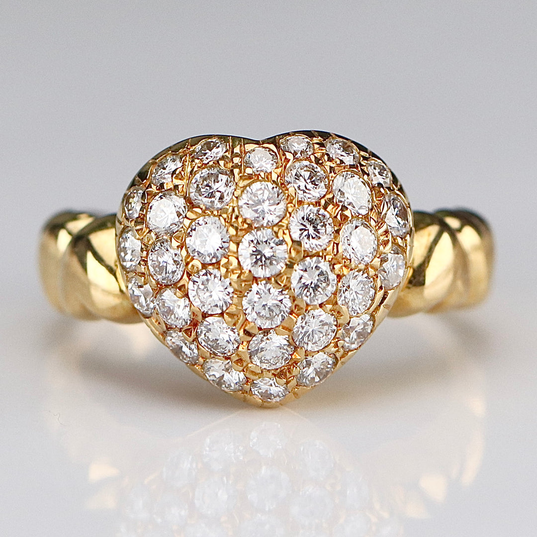 SPECIAL: Heart shaped diamond cluster ring in 18k yellow gold