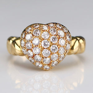 CLEARANCE - 50% OFF! Heart shaped diamond cluster ring in 18k yellow gold