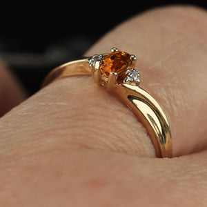 SPECIAL!!  Vintage Citrine and diamond ring in yellow gold