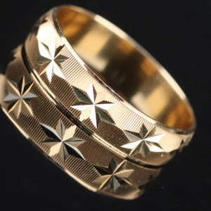 Vintage Art carved band in 14k yellow gold