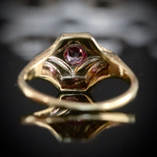 Load image into Gallery viewer, Vintage ring with pink sapphire in 14k yellow and white gold