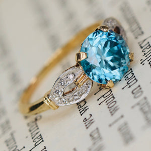 Find the perfect vintage blue zircon ring for any occasion on our website. Our antique blue zircon rings have been hand selected for quality and desirability.