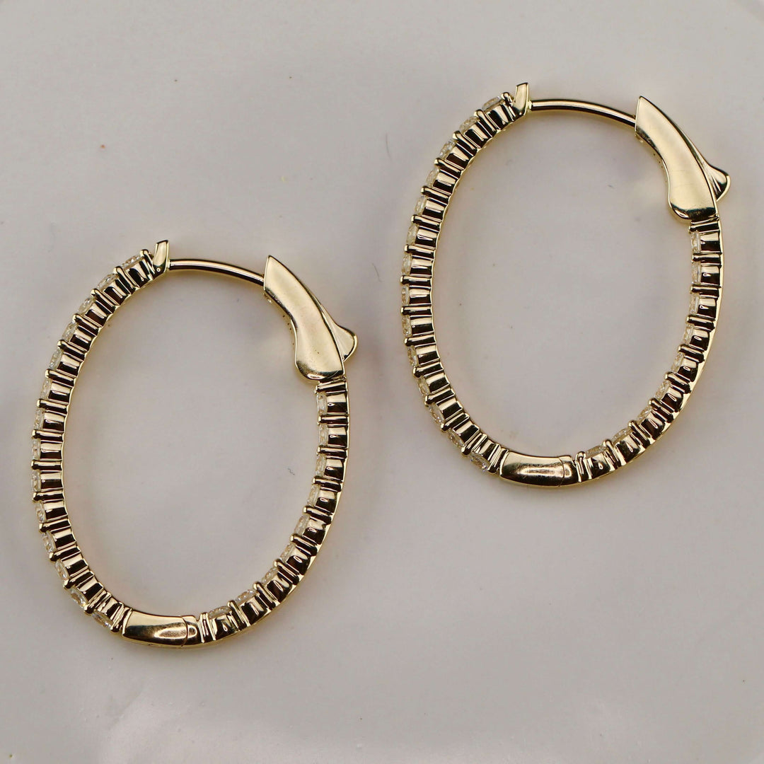 SPECIAL!  1.99ctw Lab Grown diamond oval hoops in 14k yellow gold