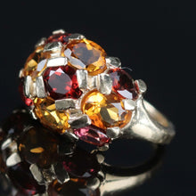 Load image into Gallery viewer, Vintage Citrine and garnet ring in yellow gold