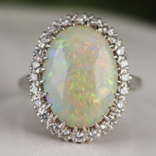 Load image into Gallery viewer, Magnificent vintage Opal and diamond ring in 14k white gold