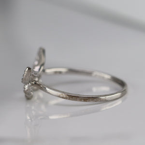 Sterling silver CZ double wings ring MISSING STONE