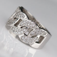 Load image into Gallery viewer, Sterling silver CZ studded chain style ring