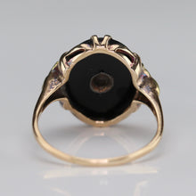 Load image into Gallery viewer, Vintage oval onyx and diamond ring in yellow gold