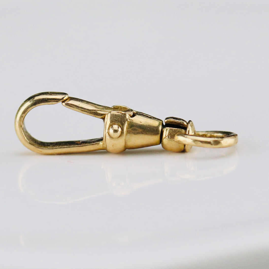 RESERVED FOR H: Vintage small yellow gold swivel dog clip