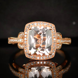 SPECIAL: Morganite and diamond ring in 14k rose gold by Effy