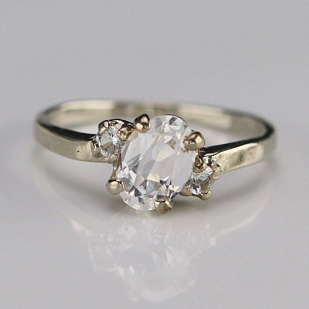 SPECIAL!  White spinel ring in white gold