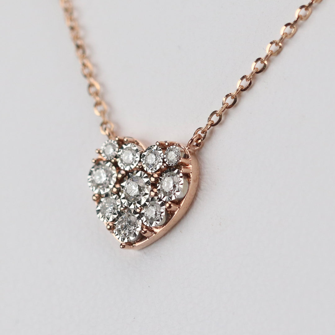 CLEARANCE! Diamond heart necklace in rose gold