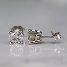 Load image into Gallery viewer, Earth mined 1.30ctw vintage diamond studs in 14k white gold