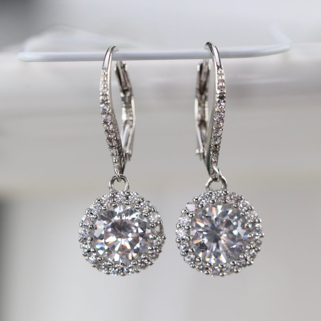 Sterling silver CZ drop earrings