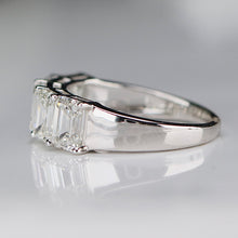 Load image into Gallery viewer, Lab grown 4ctw 5 stone emerald cut diamond band ring in 14k white gold