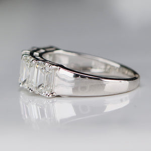 Lab grown 4ctw 5 stone emerald cut diamond band ring in 14k white gold