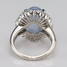 Load image into Gallery viewer, Estate Star sapphire and diamond ring in platinum