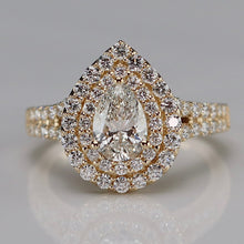 Load image into Gallery viewer, Vera Wang Designer Lab Grown pear diamond ring in 14k yellow gold