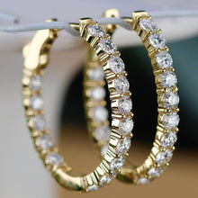 Load image into Gallery viewer, 3.085ctw Lab Grown diamond oval hoops in 14k yellow gold