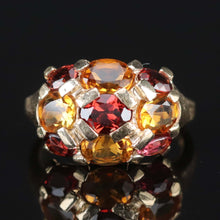 Load image into Gallery viewer, Vintage Citrine and garnet ring in yellow gold