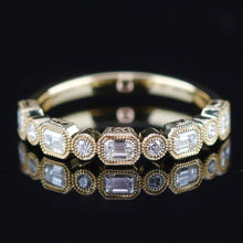 Load image into Gallery viewer, SALE!!  Emerald cut and round Diamond band in 14k yellow gold