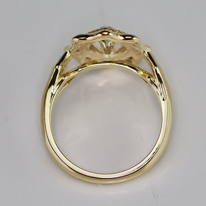 MANOR ROYAL: The Sienna - 1.64ctw Marquise lab grown diamond halo ring in 14k yellow gold