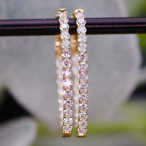 SPECIAL!  1.99ctw Lab Grown diamond oval hoops in 14k yellow gold