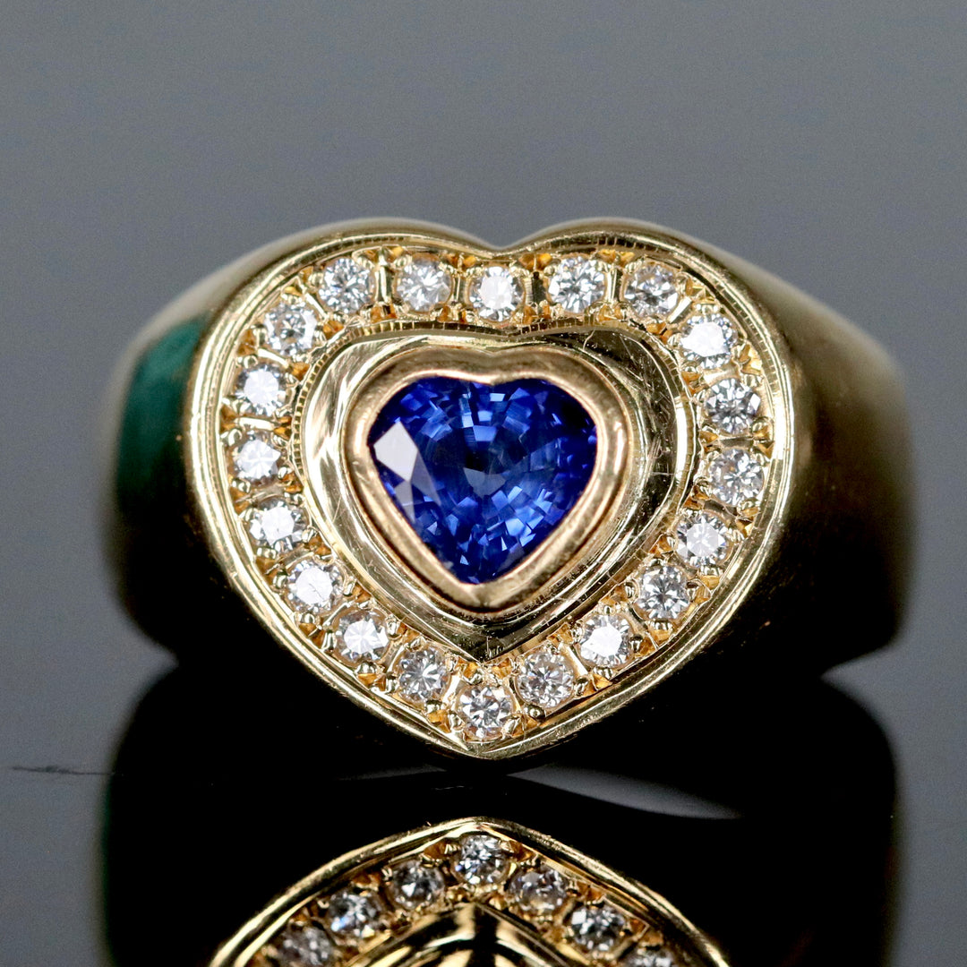 Estate Sapphire and diamond ring in 18k yellow gold