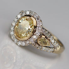 Load image into Gallery viewer, Estate 2.98ctw Natural yellow and white diamond ring in 18k white gold