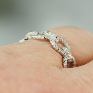 Sterling silver CZ studded chain style band