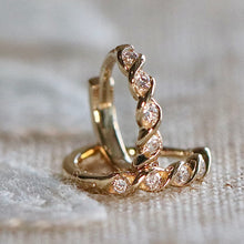 Load image into Gallery viewer, Lab Grown Diamond 9mm huggies in 14k yellow or white gold