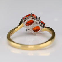 Load image into Gallery viewer, Estate fire opal and diamond ring in 18k yellow gold