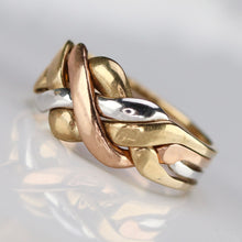 Load image into Gallery viewer, SALE! Vintage puzzle ring in tri-tone gold